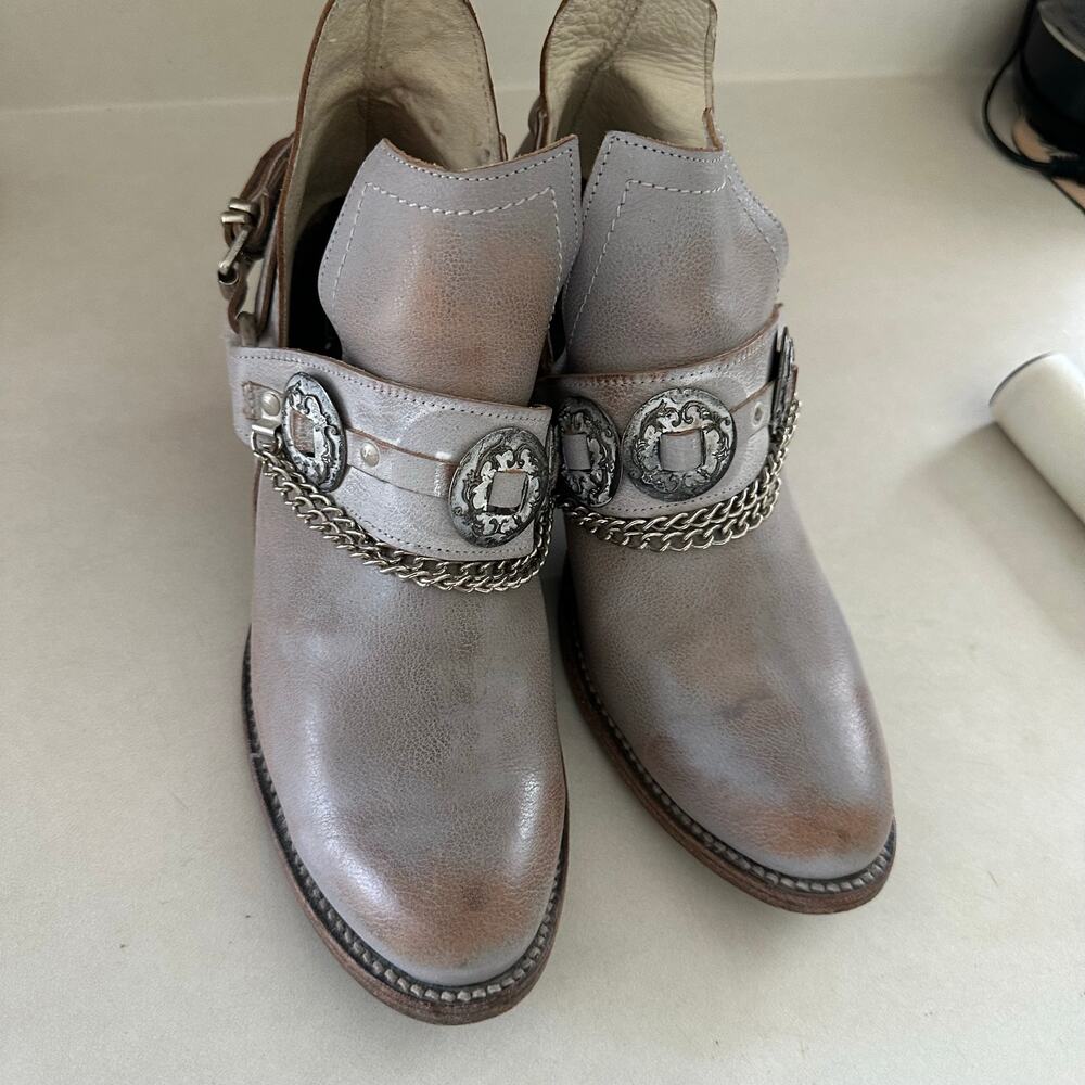 Freebird by Steven Mystic Leather Ankle Boots Smoke Gray - Picture 2 of 6